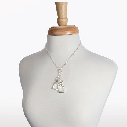 Langley - Equestrian Double Riding Stirrup Necklace in Silver Urban-Equestrian