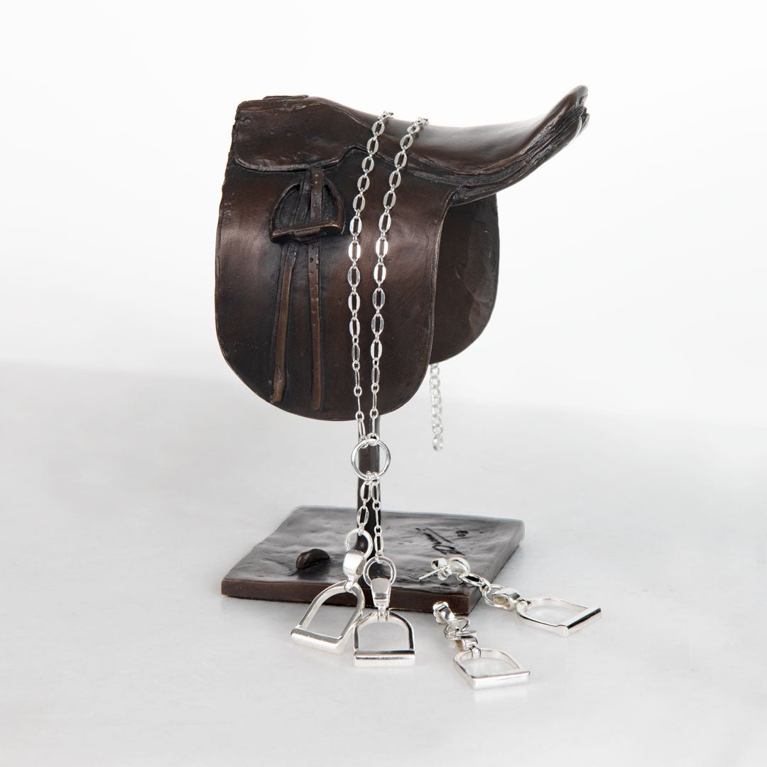 Langley - Equestrian Double Riding Stirrup Necklace in Silver Urban-Equestrian