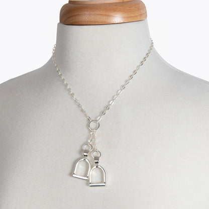 Langley - Equestrian Double Riding Stirrup Necklace in Silver Urban-Equestrian