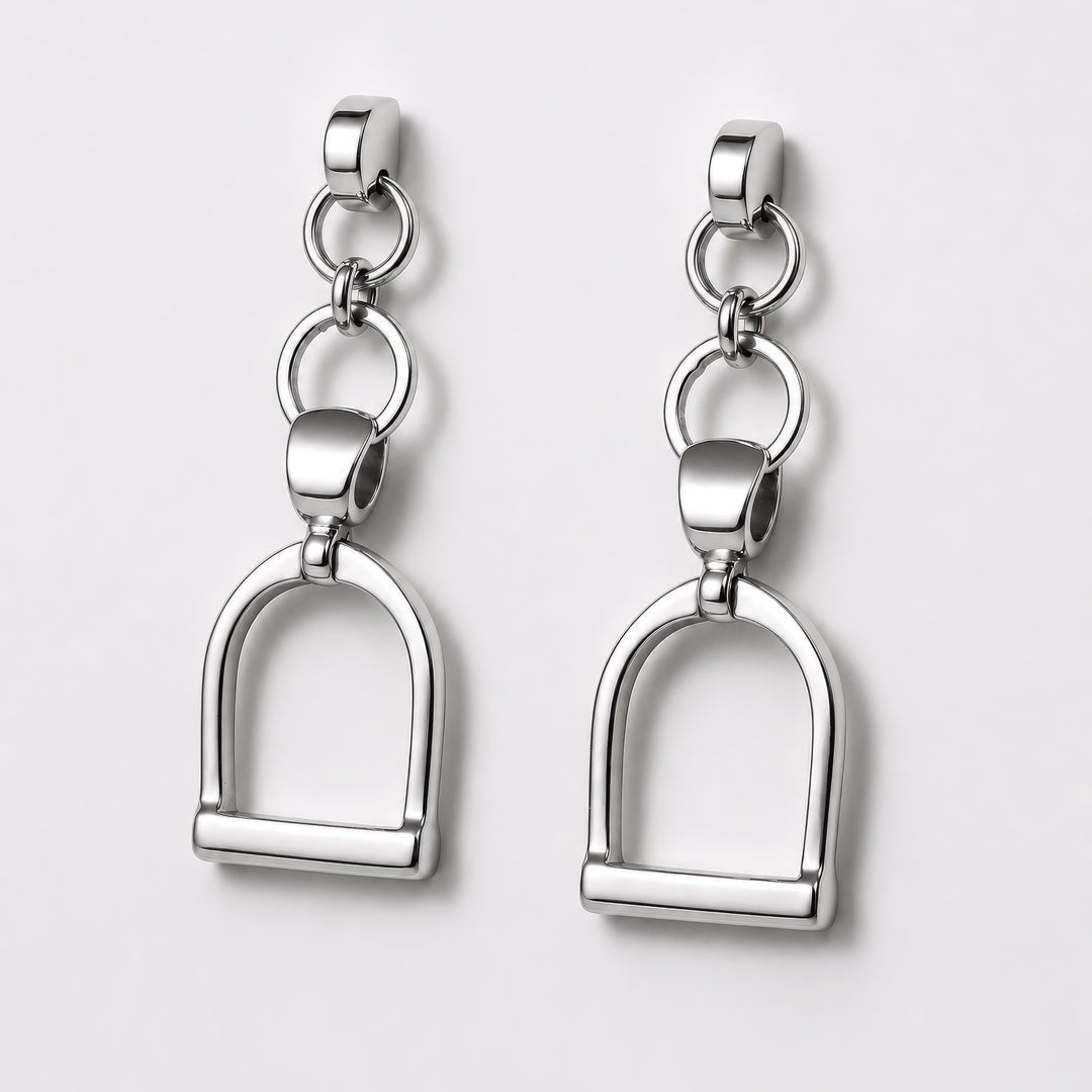 Langley - Equestrian Riding Stirrup Earring in Silver Urban-Equestrian