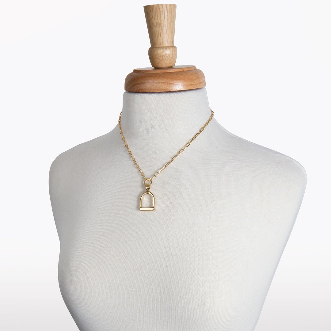 Langley - Equestrian Riding Stirrup Necklace in Gold Urban-Equestrian