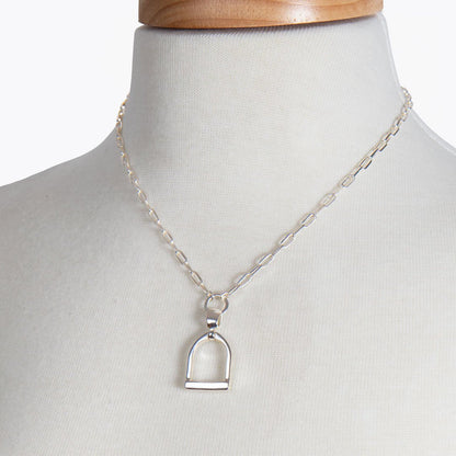 Langley - Equestrian Riding Stirrup Necklace in Silver Urban-Equestrian