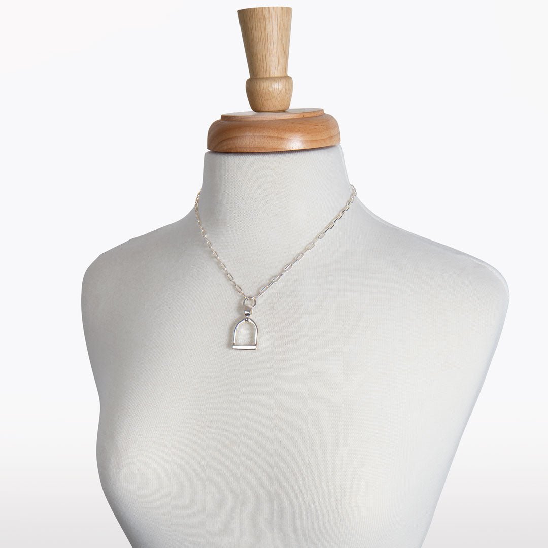 Langley - Equestrian Riding Stirrup Necklace in Silver Urban-Equestrian