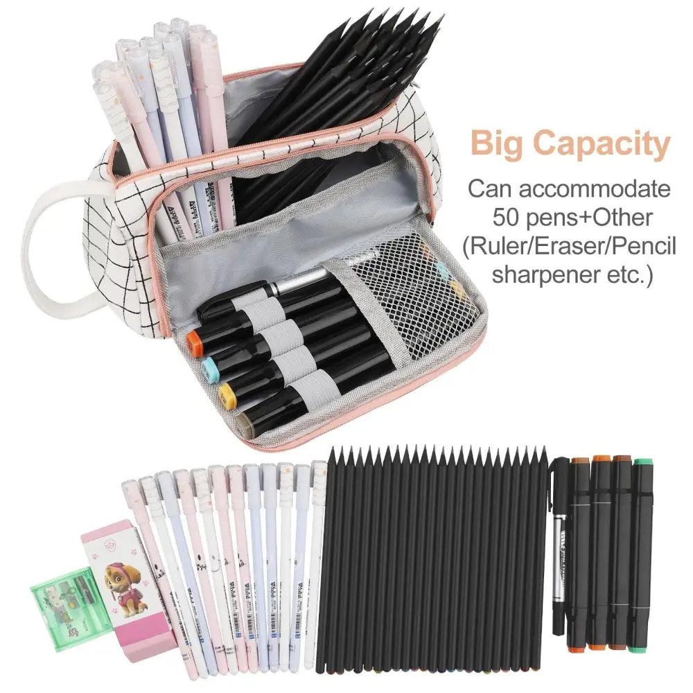Large Capacity Big Simple Pencil Case For School Stylish Print High Quality Organizer Vintage Pencil Pouch Stevvex