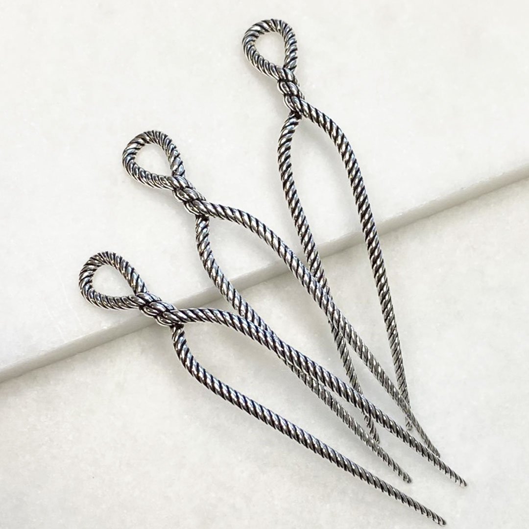 Lariat - Rope Twist Petite Hair Pick in Silver Urban-Equestrian