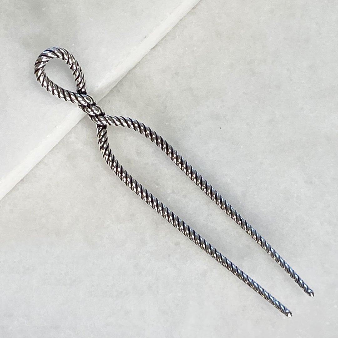 Lariat - Rope Twist Petite Hair Pick in Silver Urban-Equestrian
