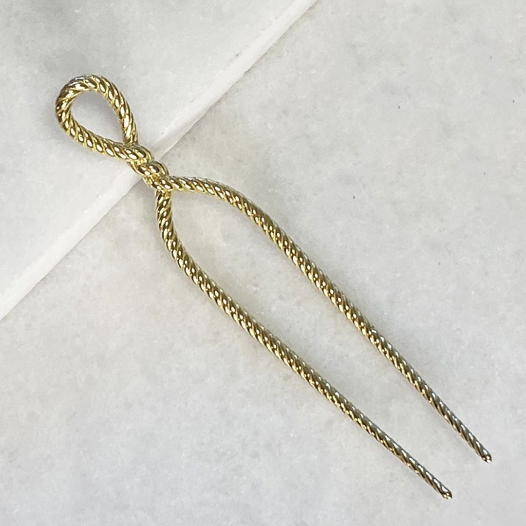 Lariat - Rope Twist Petite Hair Pick in Gold Urban-Equestrian