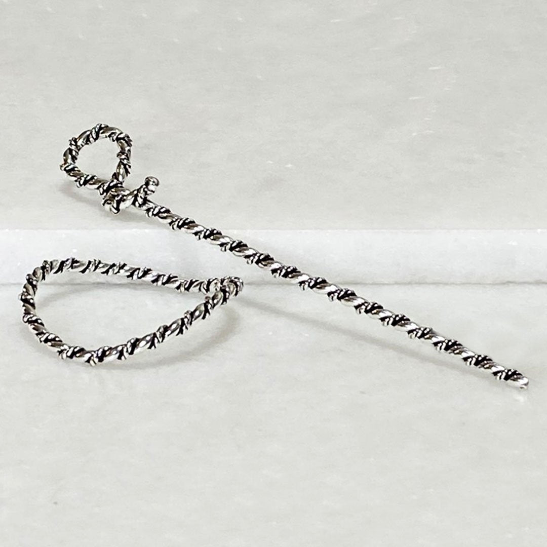Lariat  - Triple Rope Twist Mane Tamer Hair Pin in Silver Urban-Equestrian
