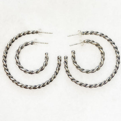 Lariat - Rope Twist Hoop Earring in Silver - Large Urban-Equestrian