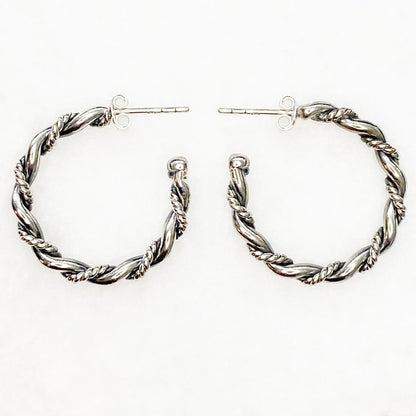 Lariat - Rope Twist Hoop Earring in Silver - Small Urban-Equestrian
