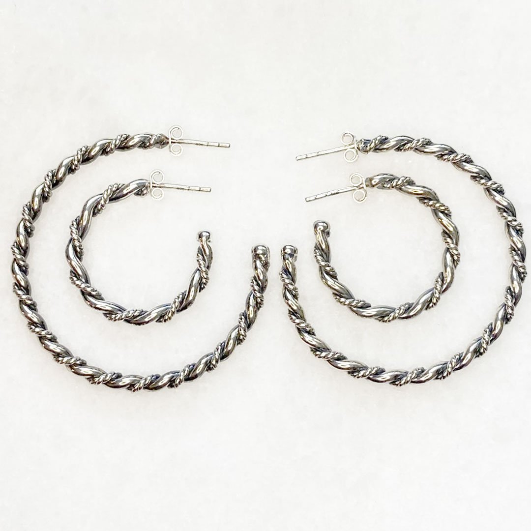 Lariat - Rope Twist Hoop Earring in Silver - Small Urban-Equestrian