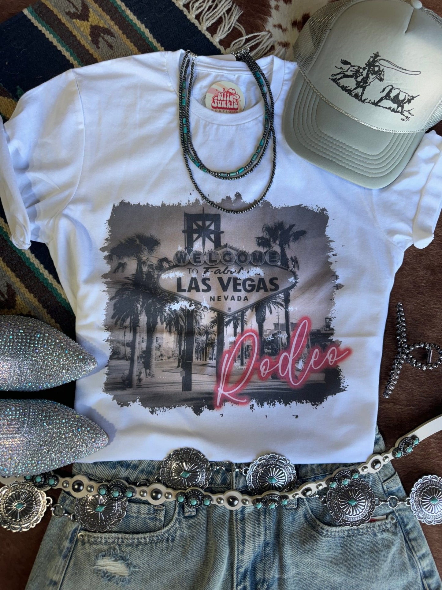 Las Vegas Pink Rodeo Graphic Tee Wild Junkie