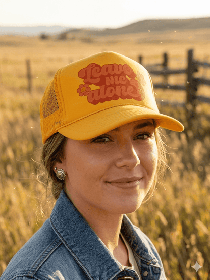 Leave Me Alone Retro Flower Trucker Hat Wild Junkie