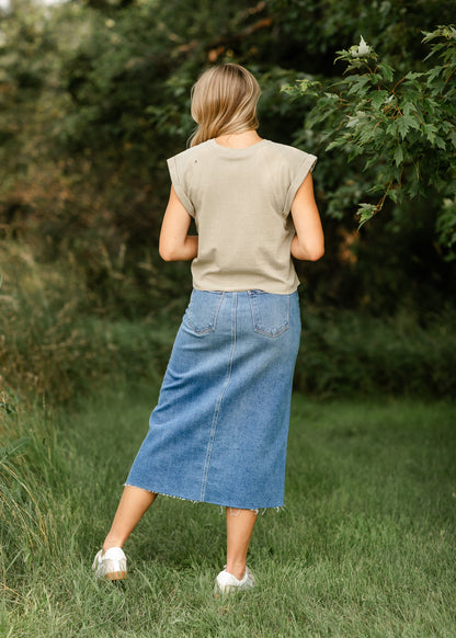 Lee A-Line Raw Hem Midi Skirt - FINAL SALE