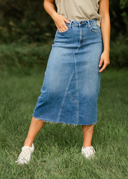 Lee A-Line Raw Hem Midi Skirt - FINAL SALE