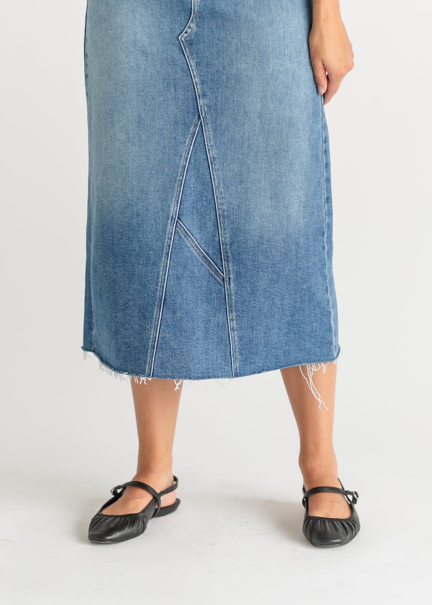 Lee A-Line Raw Hem Midi Skirt - FINAL SALE