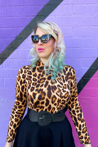 Leopard Mock Neck Top Retrolicious