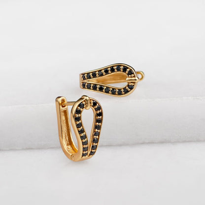 Levade - Moissanite Black Stone 14K Gold vermeil Horseshoe Earring Urban-Equestrian