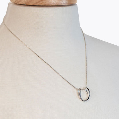 Levade -Black Moissanite Horseshoe Equestrian Necklace in Silver Urban-Equestrian