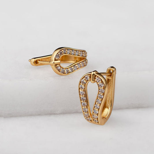Levade - Moissanite Clear Stone 14K Gold vermeil Horseshoe Earring Urban-Equestrian