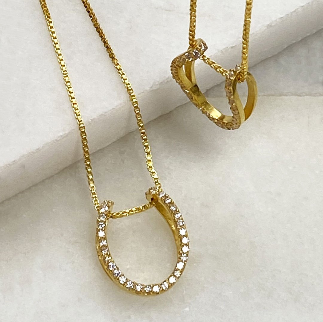 Levade -Moissanite Horseshoe Equestrian Necklace in Gold Urban-Equestrian