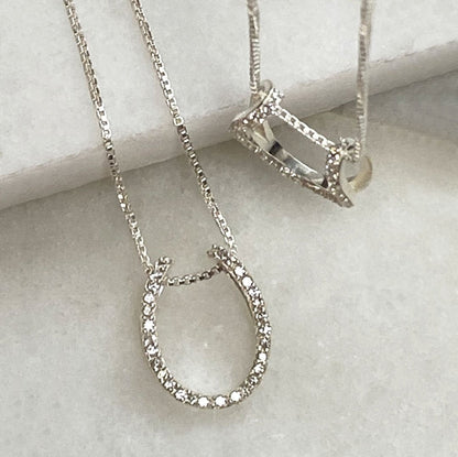 Levade -Moissanite Horseshoe Equestrian Necklace in Silver Urban-Equestrian
