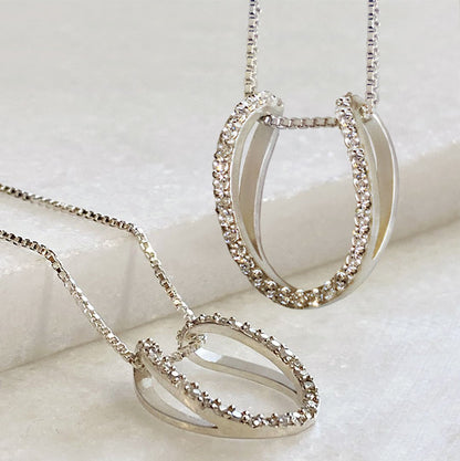 Levade -Moissanite Horseshoe Equestrian Necklace in Silver Urban-Equestrian