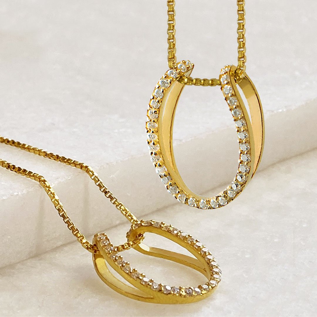 Levade -Moissanite Horseshoe Equestrian Necklace in Gold Urban-Equestrian