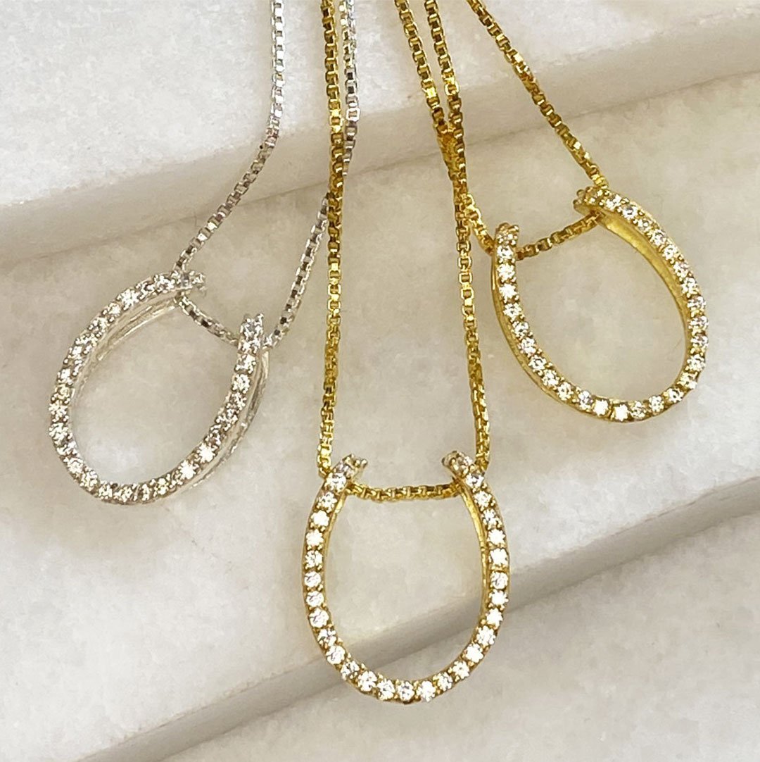 Levade -Moissanite Horseshoe Equestrian Necklace in Gold Urban-Equestrian