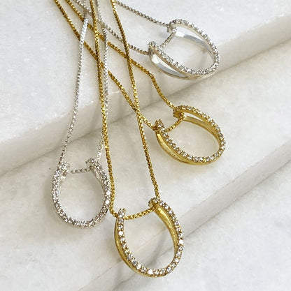 Levade -Moissanite Horseshoe Equestrian Necklace in Silver Urban-Equestrian