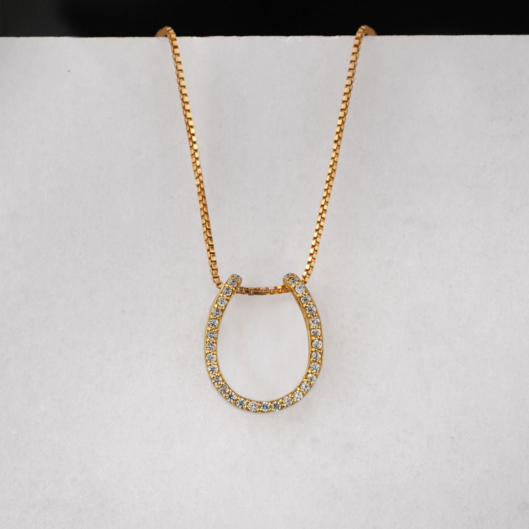 Levade -Moissanite Horseshoe Equestrian Necklace in Gold Urban-Equestrian
