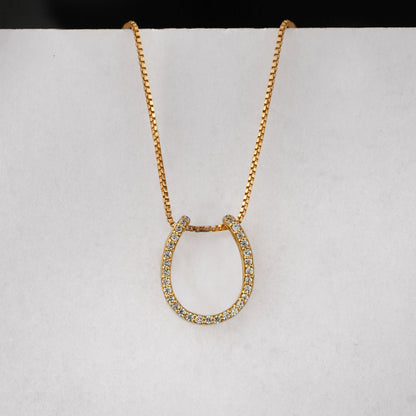 Levade -Moissanite Horseshoe Equestrian Necklace in Gold Urban-Equestrian
