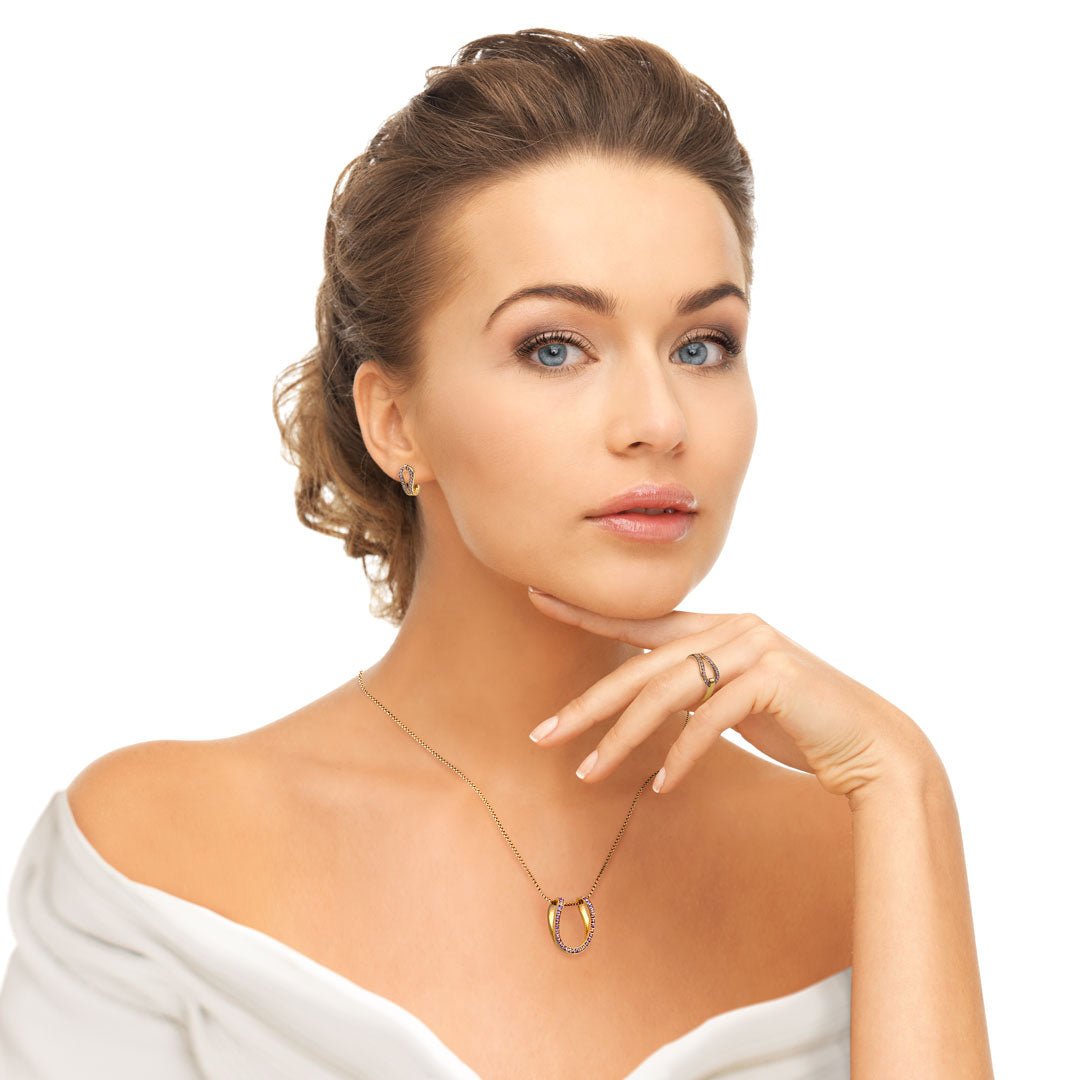 Levade -Moissanite Horseshoe Equestrian Necklace in Silver Urban-Equestrian
