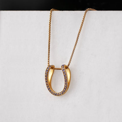 Levade -Violet Moissanite Horseshoe Equestrian Necklace in Gold Urban-Equestrian