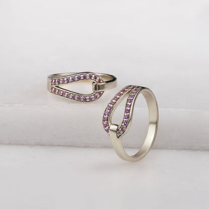Levade -Violet Moissanite Horseshoe Equestrian Necklace in Silver Urban-Equestrian