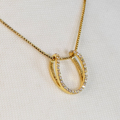 Levade -Moissanite Horseshoe Equestrian Necklace in Gold Urban-Equestrian