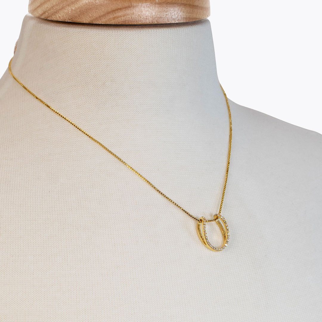 Levade -Moissanite Horseshoe Equestrian Necklace in Gold Urban-Equestrian