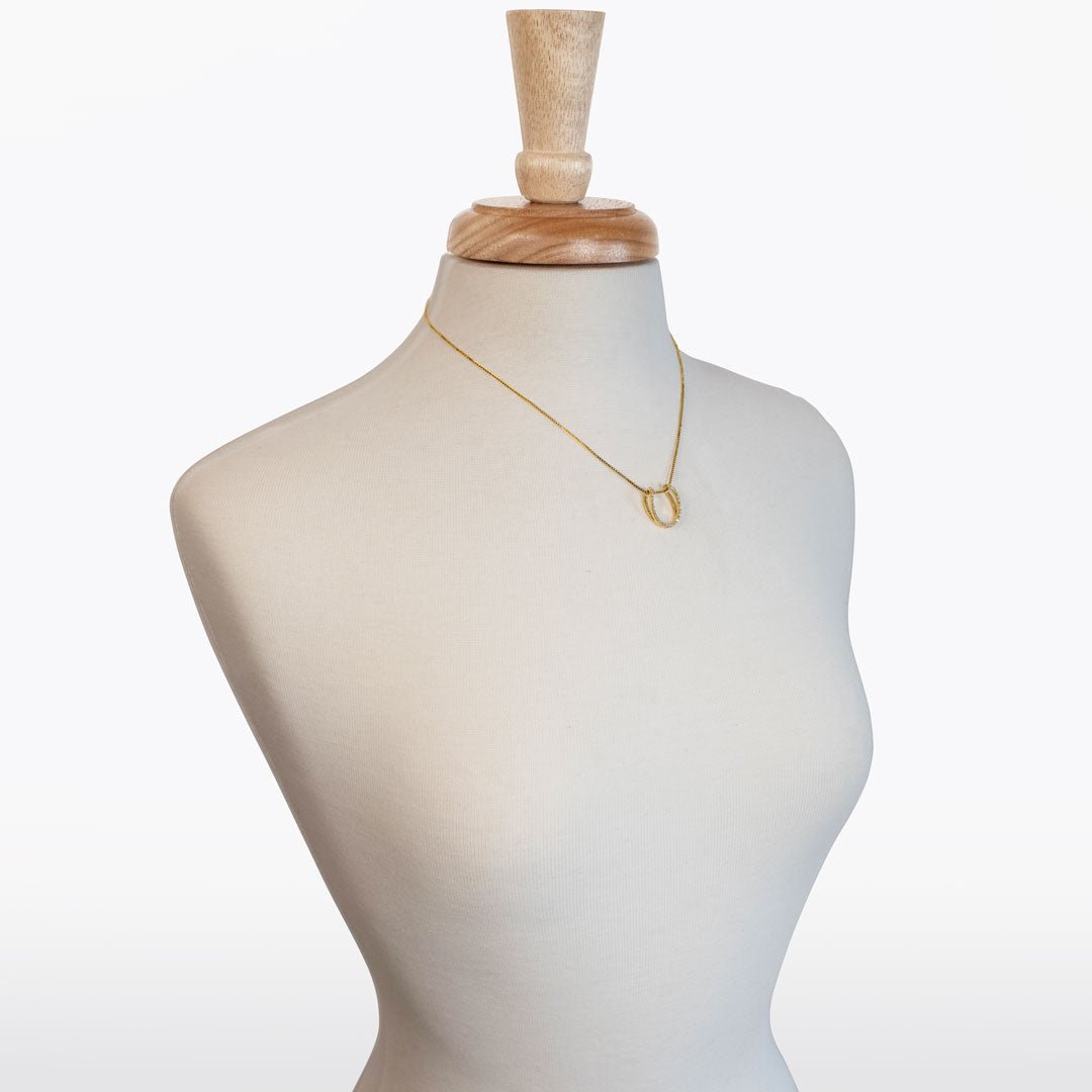 Levade -Moissanite Horseshoe Equestrian Necklace in Gold Urban-Equestrian