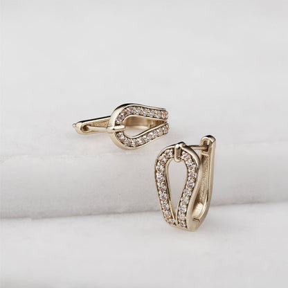 Levade - Moissanite Clear Stone Sterling Silver Horseshoe Earring Urban-Equestrian