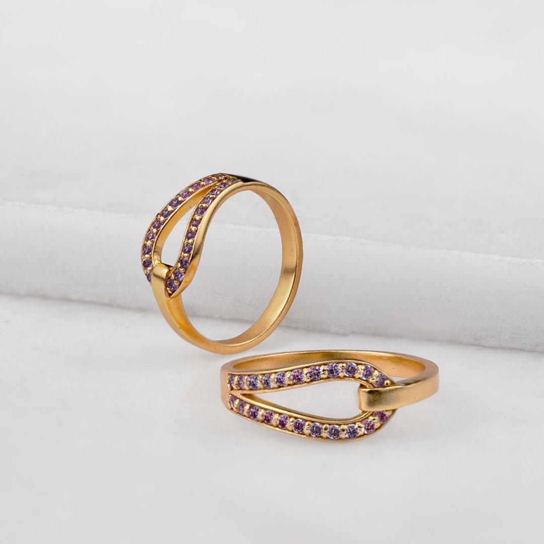 Levade - Violet Moissanite Equestrian Horseshoe Ring in Gold Urban-Equestrian