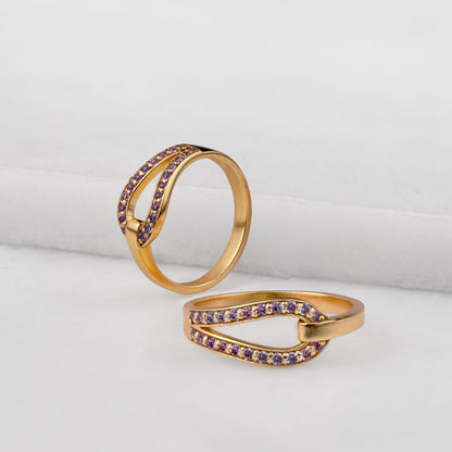 Levade - Violet Moissanite Equestrian Horseshoe Ring in Gold Urban-Equestrian