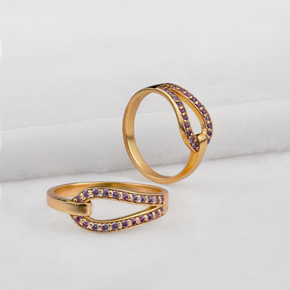 Levade - Violet Moissanite Equestrian Horseshoe Ring in Gold Urban-Equestrian