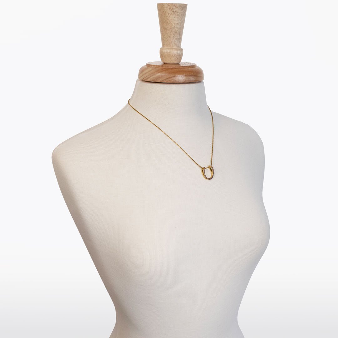 Levade -Violet Moissanite Horseshoe Equestrian Necklace in Gold Urban-Equestrian