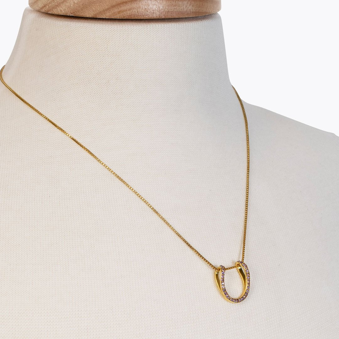 Levade -Violet Moissanite Horseshoe Equestrian Necklace in Gold Urban-Equestrian