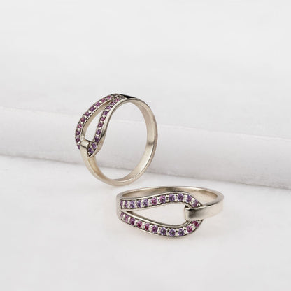 Levade - Moissanite Violet Stone Sterling Silver Horseshoe Earring Urban-Equestrian