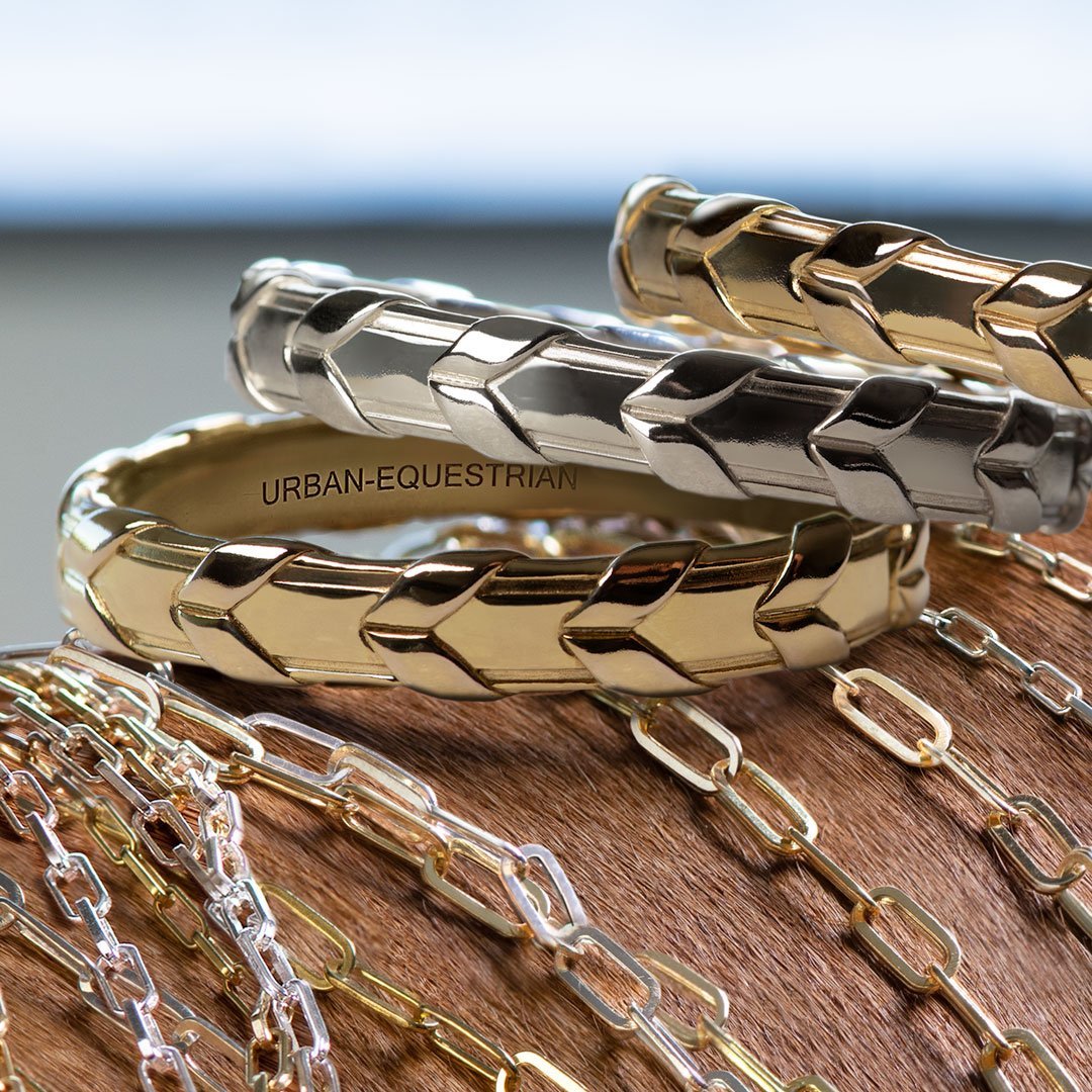 Lexington - Equestrian Laced Rein Wrist Bracelet in Gold or Silver Urban-Equestrian