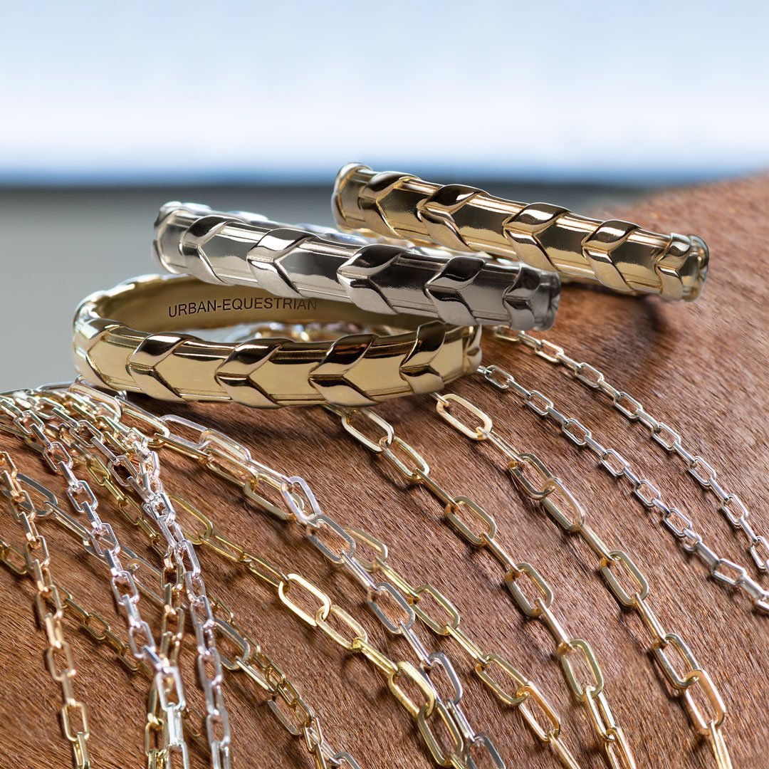 Lexington - Equestrian Laced Rein Wrist Cuff in Gold or Silver Urban-Equestrian