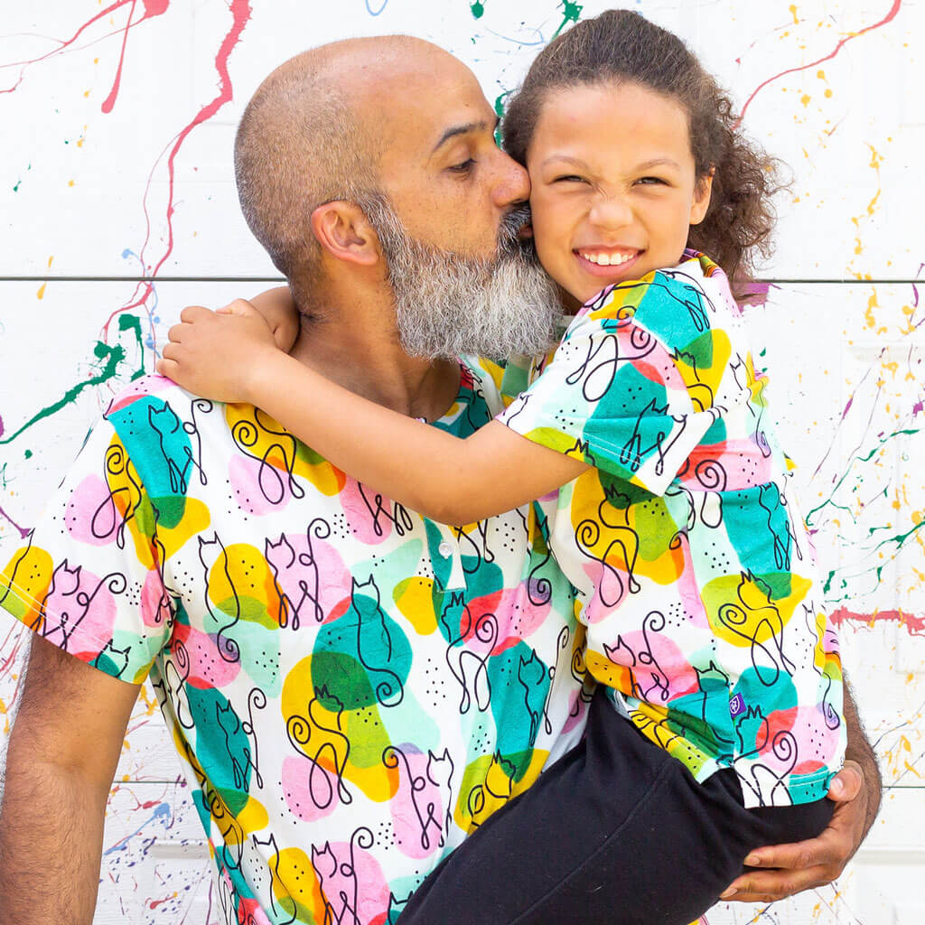 "Purr-casso" Art Cats Henley Short Sleeve Tee Princess Awesome & Boy Wonder