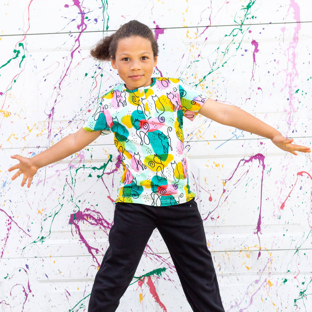 "Purr-casso" Art Cats Henley Short Sleeve Tee Princess Awesome & Boy Wonder