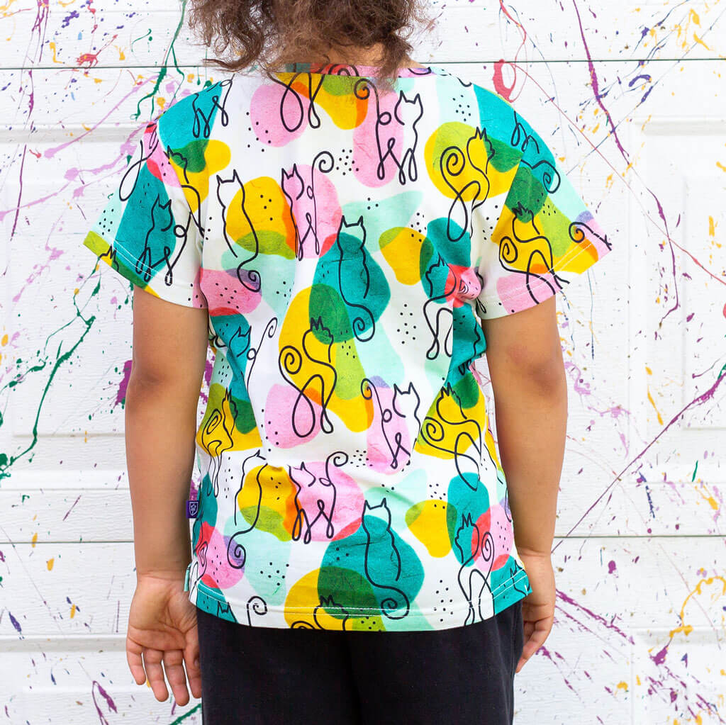 "Purr-casso" Art Cats Henley Short Sleeve Tee Princess Awesome & Boy Wonder